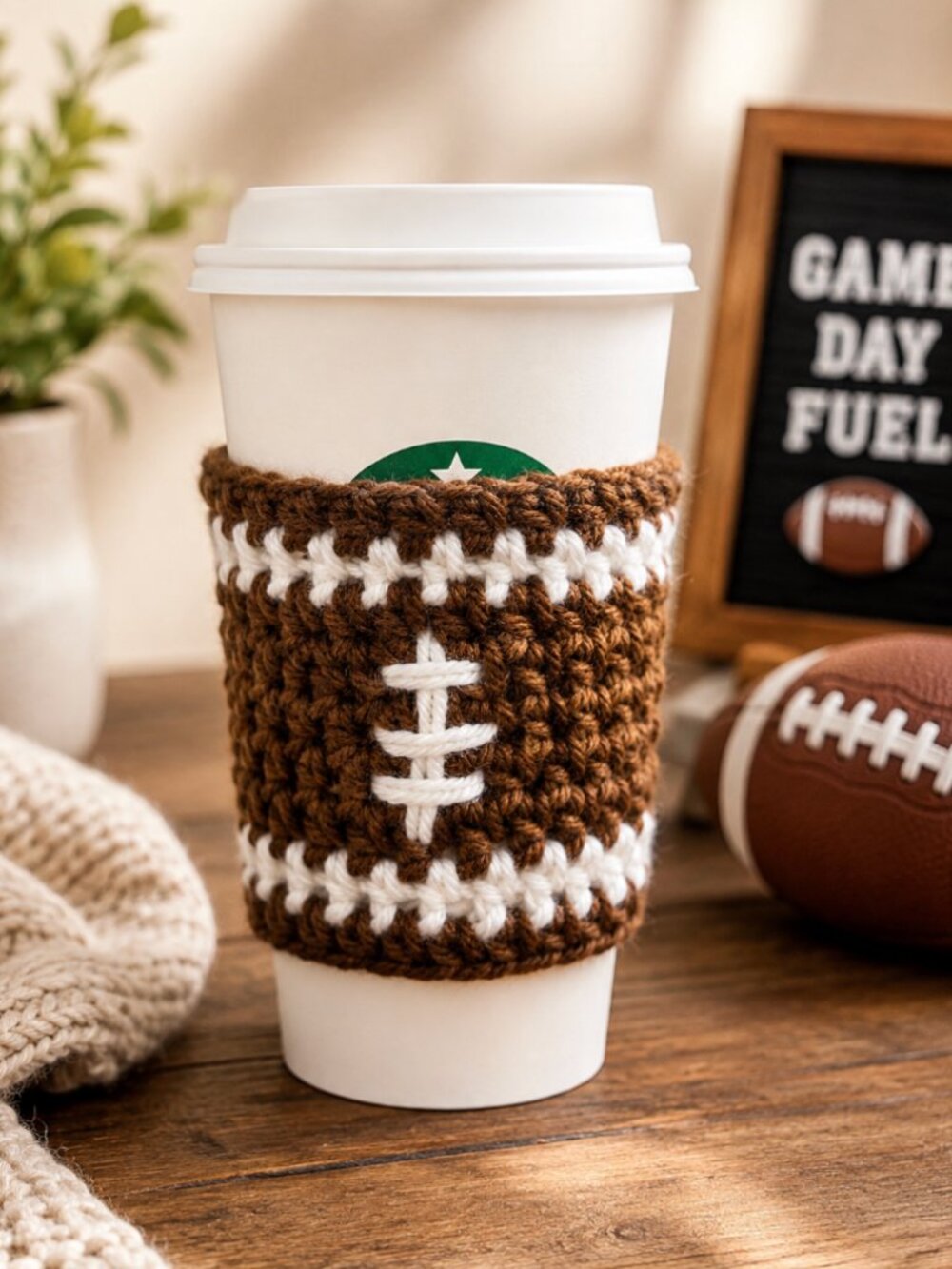 2 Crochet Football Coffee Koozies